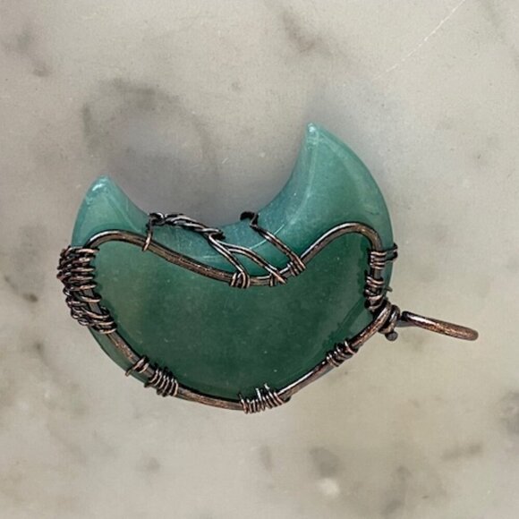 Tree of Life Moon Pendant Copper Wire Wrapped Green - Picture 10 of 12